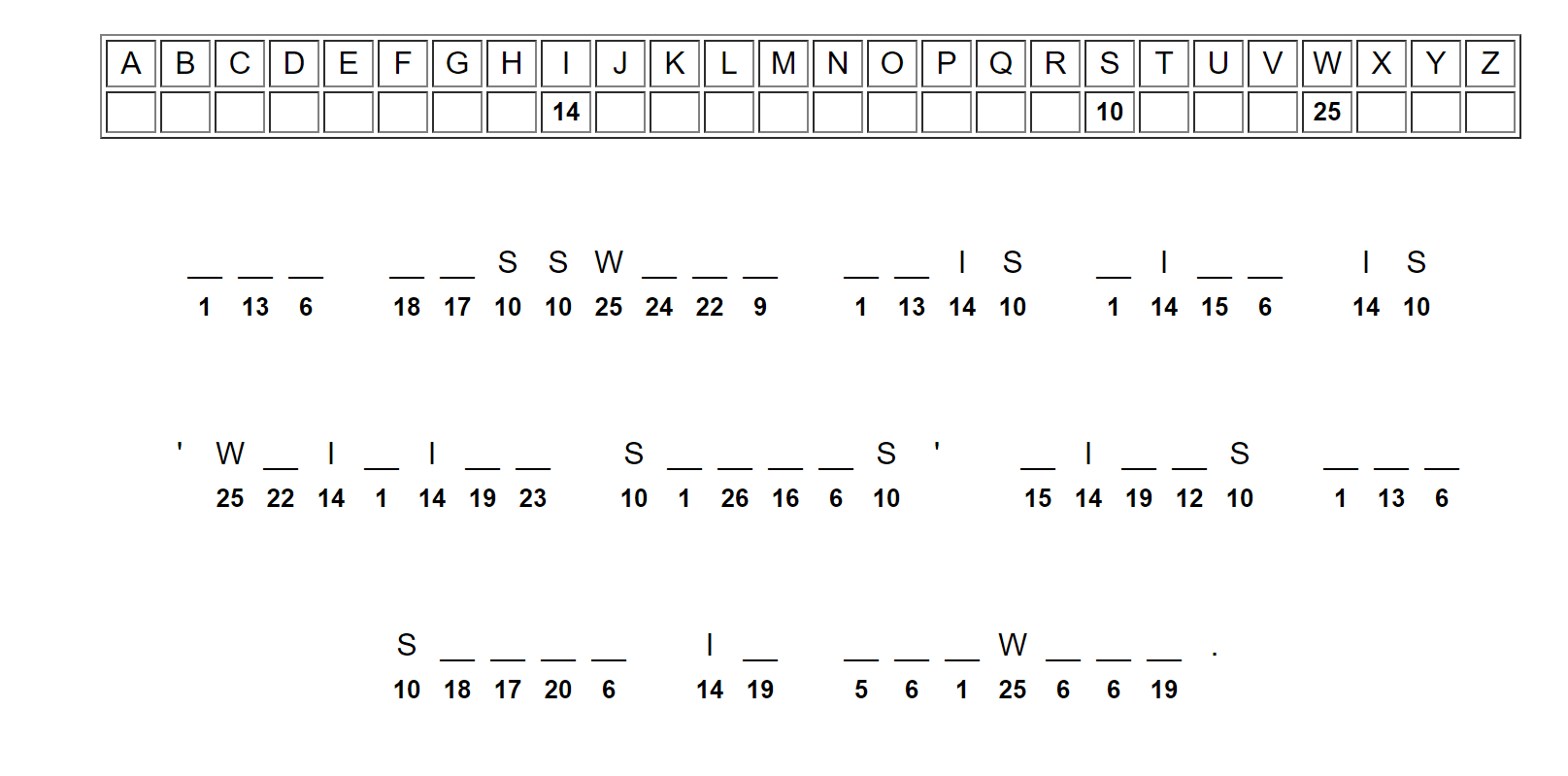 picture shows a cryptogram puzzle